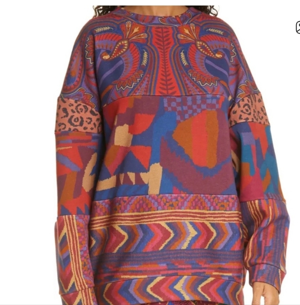 FARM RIO NWOT mix print tunic sweatshirt